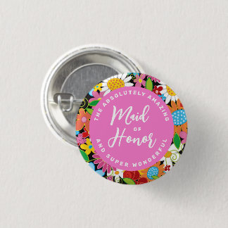 Badge Rond 2,50 Cm Demoiselle d'honneur Étiquette de nom de mariage c