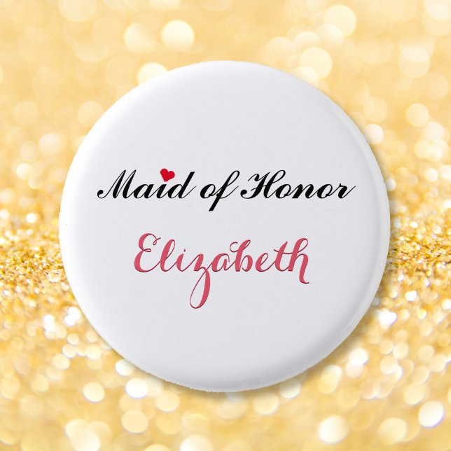 Badge Rond 2,50 Cm Demoiselle d'honneur Fête de mariage enterrement d (Maid of Honor Wedding Bridal Bachelorette Party Pinback Button)