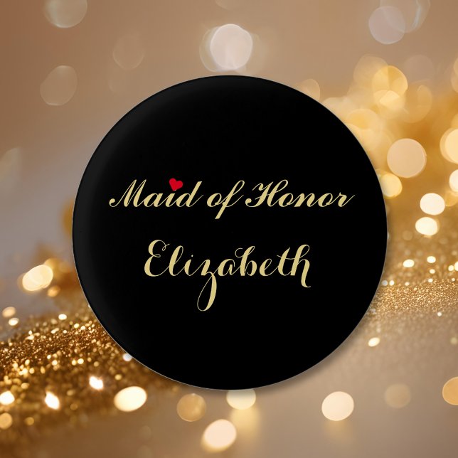 Badge Rond 2,50 Cm Demoiselle d'honneur Fête de mariage enterrement d (Maid of Honor Bridal Bachelorette Party Wedding Pinback Button)