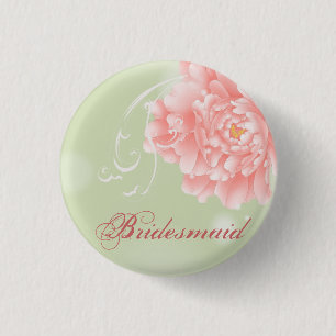 Badge Rond 2,50 Cm Demoiselle d'honneur rose en bon état botanique d