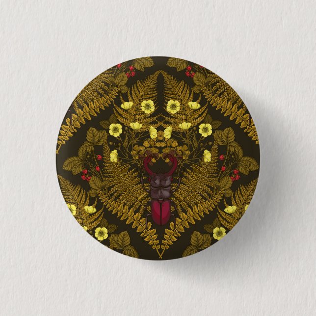 Badge Rond 2,50 Cm Dendroctones et fougères (Devant)