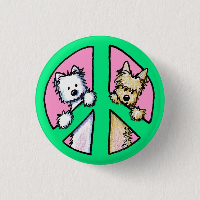 Badge Rond 2,50 Cm Des terriers pour la paix (Devant)