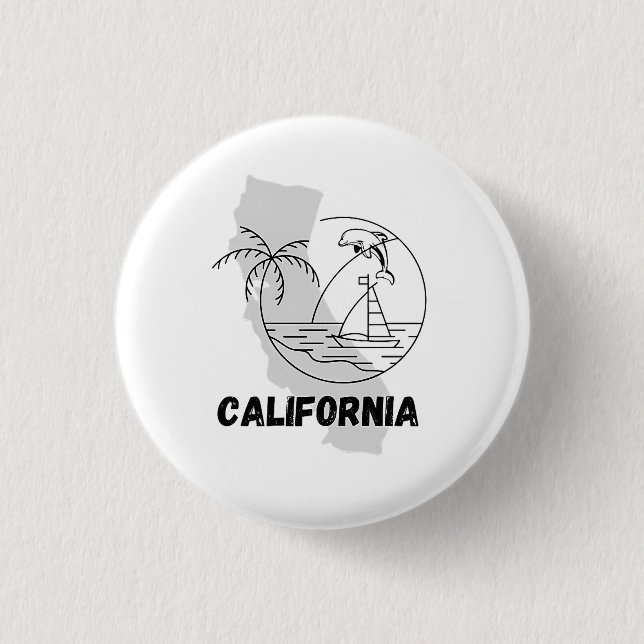 Badge Rond 2,50 Cm Design CALIFORNIE USA (Devant)