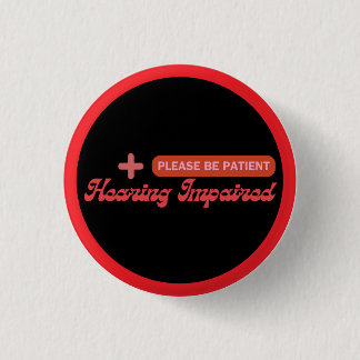 Badge Rond 2,50 Cm design élégant pour malentendants - noir et rouge