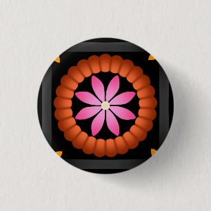 Badge Rond 2,50 Cm Design Fleur moderne sur arrière - plan noir