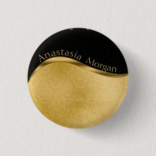 Badge Rond 2,50 Cm Design moderne, noir et or