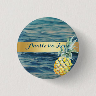 Badge Rond 2,50 Cm Design Moderne, Plage, Voir, Ananas