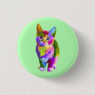 Badge Rond 2,50 Cm Design prismatique Stylisé Kitten-32345