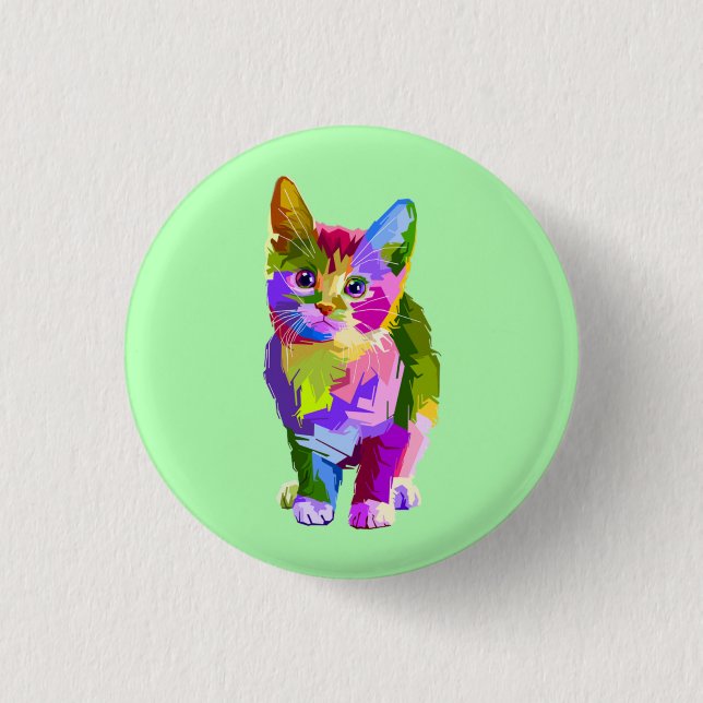 Badge Rond 2,50 Cm Design prismatique Stylisé Kitten-32345 (Devant)