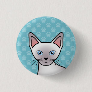 Badge Rond 2,50 Cm Dessin animé de chat de race Siamois Lilac Point