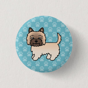 Badge Rond 2,50 Cm Dessin animé de chien Terrier Cairn roux sur fond 