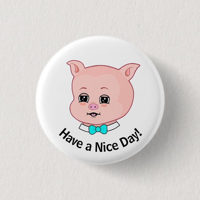 Badge Rond 2,50 Cm Dessin Animé de Cochon Mignon (Devant)