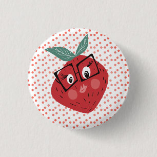 Badge Rond 2,50 Cm Dessin animé de fraise mignon dessiné à la main