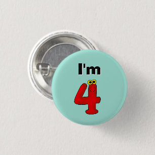Badge Rond 2,50 Cm Dessin animé drôle numéro 4 pour les 4 ans