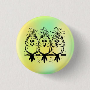 Badge Rond 2,50 Cm Dessin Animé Oiseaux Drôles-56456