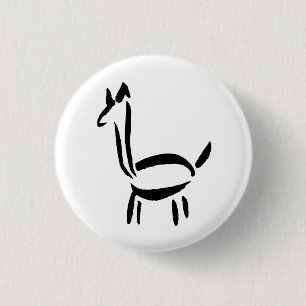 Badge Rond 2,50 Cm Dessin au pinceau Lama Alpaca Cheval Animal