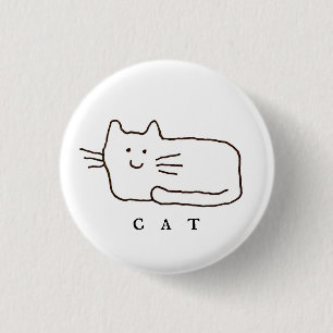 Badge Rond 2,50 Cm Dessin au trait de chat de dessin animé