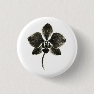 Badge Rond 2,50 Cm Dessin au trait d'orchidée – Dessin floral à l'enc