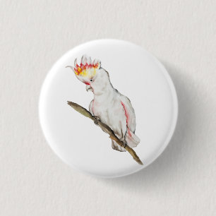 Badge Rond 2,50 Cm Dessin d'aquarelle d'un perroquet de cacatoès