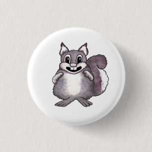 Badge Rond 2,50 Cm Dessin de bande dessinée d'écureuil heureux