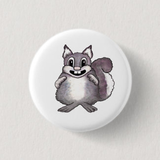 Badge Rond 2,50 Cm Dessin de bande dessinée d'écureuil heureux