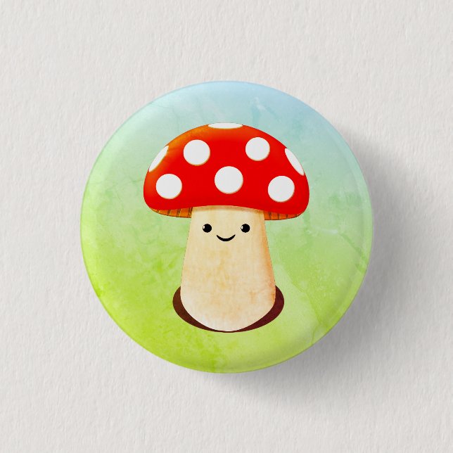 Badge Rond 2,50 Cm Dessin de champignons mignons (Devant)