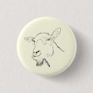 Badge Rond 2,50 Cm Dessin de chèvre drôle, création artistique d'anim