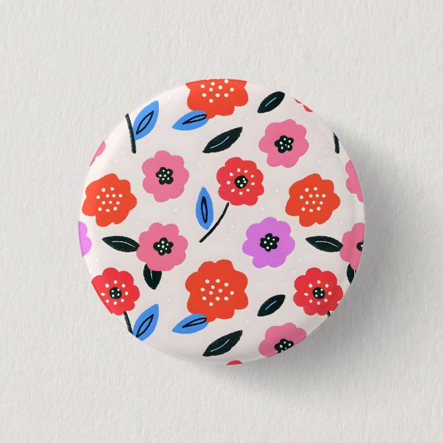 Badge Rond 2,50 Cm dessin de fleurs de Han (Devant)