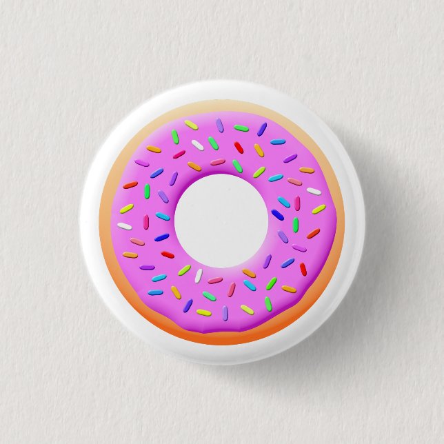 Badge Rond 2,50 Cm Dessin De Mignonne Donut Avec Des Saupoudrages (Devant)