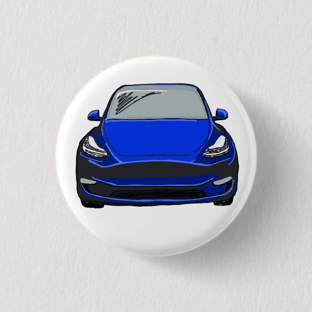 Badge Rond 2,50 Cm Dessin du véhicule électrique bleu VUS (Devant)