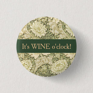 Badge Rond 2,50 Cm Dessin floral Wm. Morris Vin d'horloge