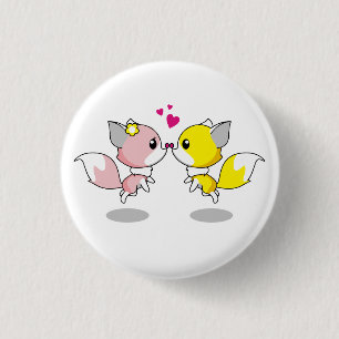 Badge Rond 2,50 Cm Dessin humoristique sur les mignons renards