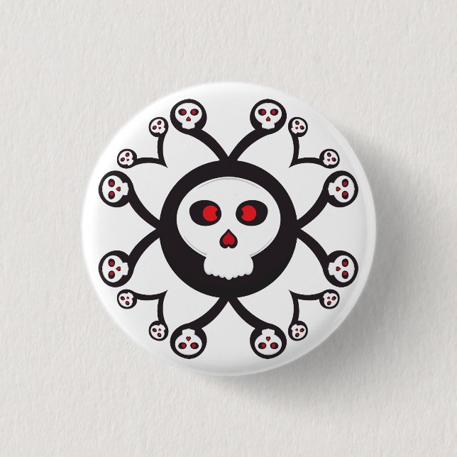 Badge Rond 2,50 Cm dessin mignon du crâne d'araignée (Devant)
