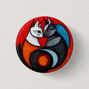 Badge Rond 2,50 Cm Deux chats dans un design circulaire vibrant