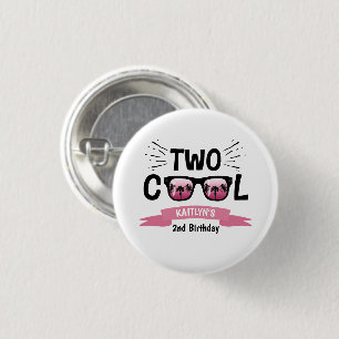 Badge Rond 2,50 Cm Deux filles Cool 2e anniversaire