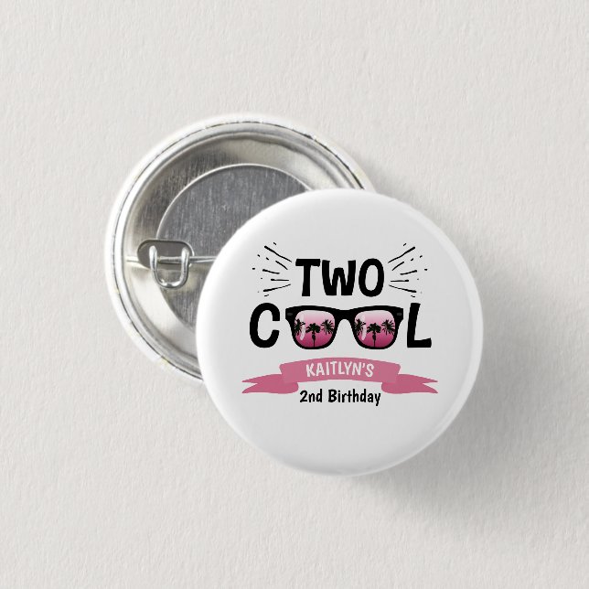 Badge Rond 2,50 Cm Deux filles Cool 2e anniversaire (Devant & derrière)
