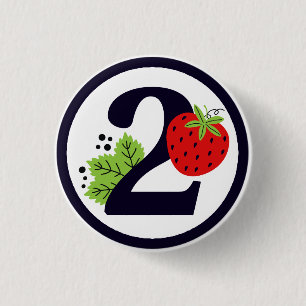 Badge Rond 2,50 Cm DEUX fraises sucrées Anniversaire Fille 2e année F