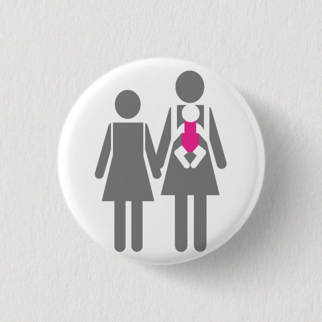 Badge Rond 2,50 Cm Deux mamans et une fille (Devant)