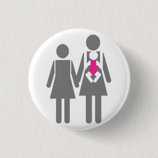 Badge Rond 2,50 Cm Deux mamans et une fille