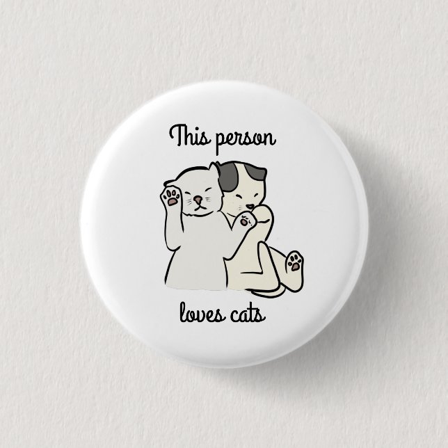 Badge Rond 2,50 Cm Deux nouveaux-nés chatons dessin Amoureux des chat (Devant)