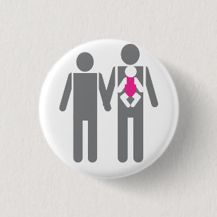Badge Rond 2,50 Cm Deux papas et une fille