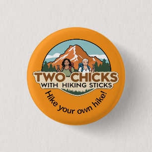 Badge Rond 2,50 Cm Deux poussins bouton (Orange)