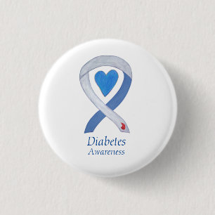 Badge Rond 2,50 Cm Diabetes Awareness Ribbon Heart Custom Pin Buttons
