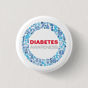Badge Rond 2,50 Cm diabétiques Aware Blue Circle with