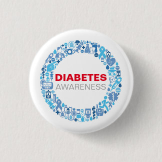 Badge Rond 2,50 Cm diabétiques Aware Blue Circle with