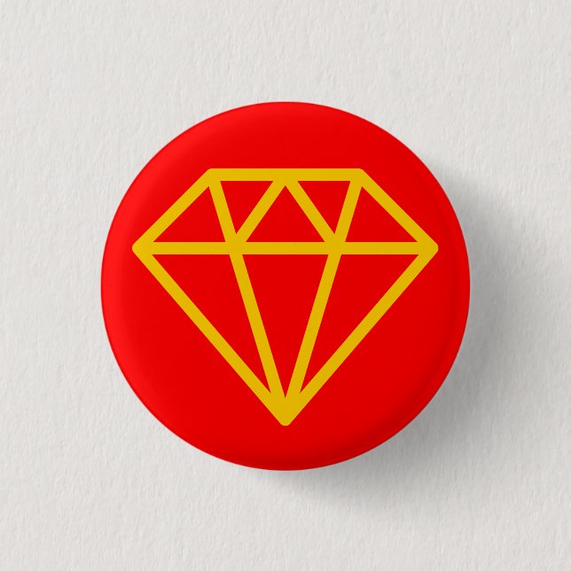 Badge Rond 2,50 Cm Diamant simple - Ambre sur rouge (Devant)