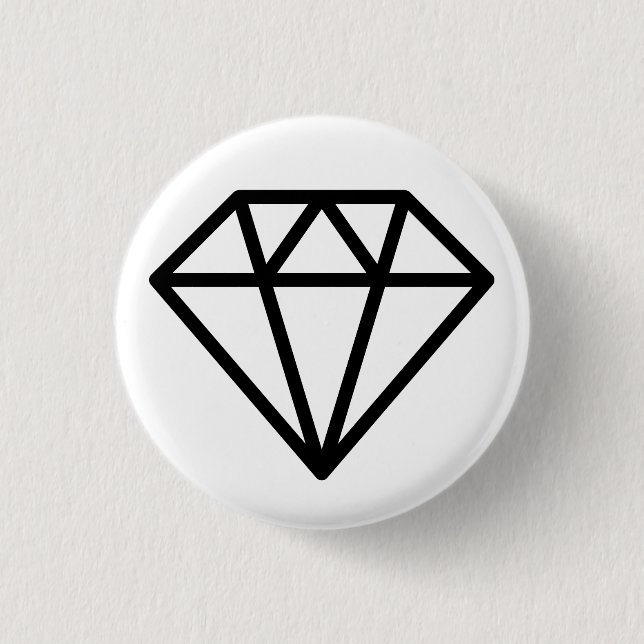 Badge Rond 2,50 Cm Diamant simple - Noir sur Blanc (Devant)