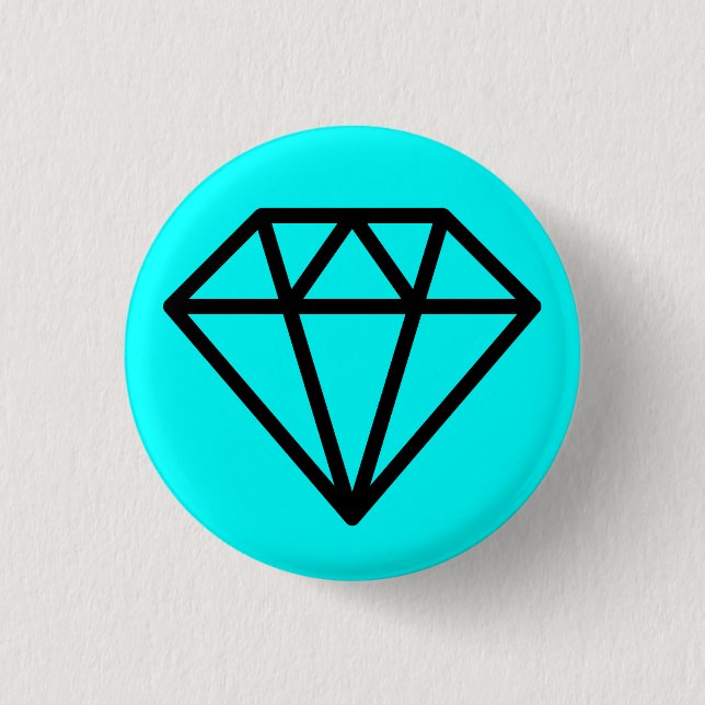 Badge Rond 2,50 Cm Diamant simple - Noir sur Cyan (Devant)