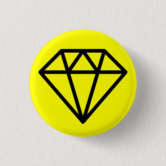 Badge Rond 2,50 Cm Diamant simple - noir sur jaune (Devant)