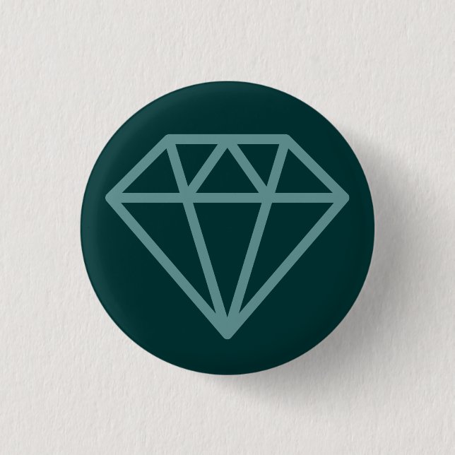 Badge Rond 2,50 Cm Diamant simple - Ocean Green sur Dk Moss Green (Devant)